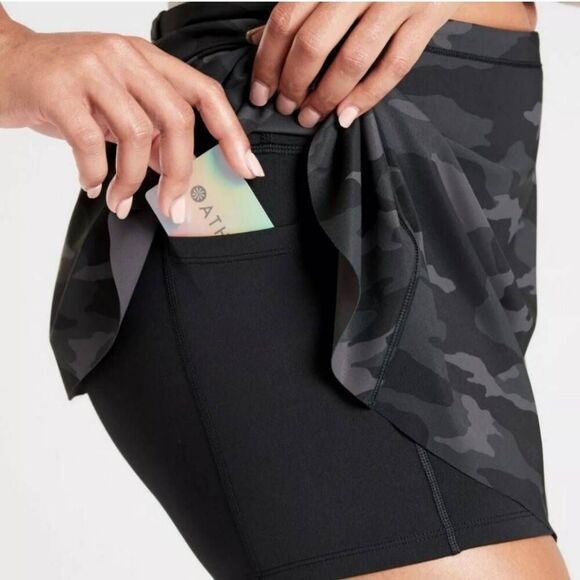 Athleta Match Point Skort Sz M‎ Black Camo Stretchy Flowy Sporty Tennis Athletic - Picture 12 of 14